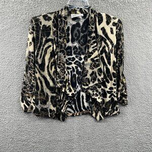 Statement Animal Print Cardigan Small Cocktail Party Mob Wife Evening Glam Layer